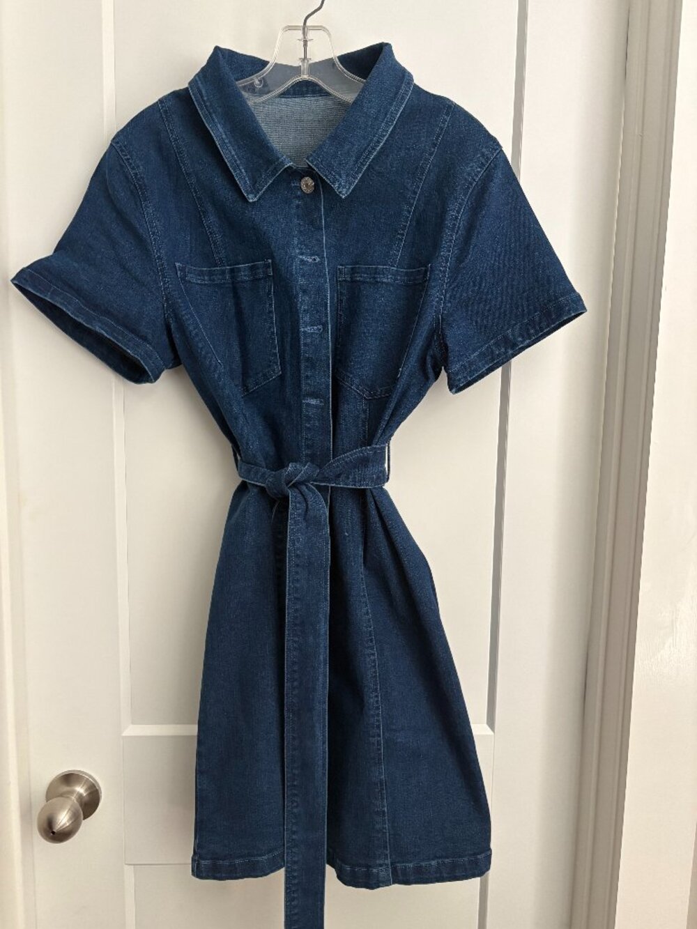 Dark Wash Denim Shirt Dress with Belt – Medium - Pre-owned - worn 1x